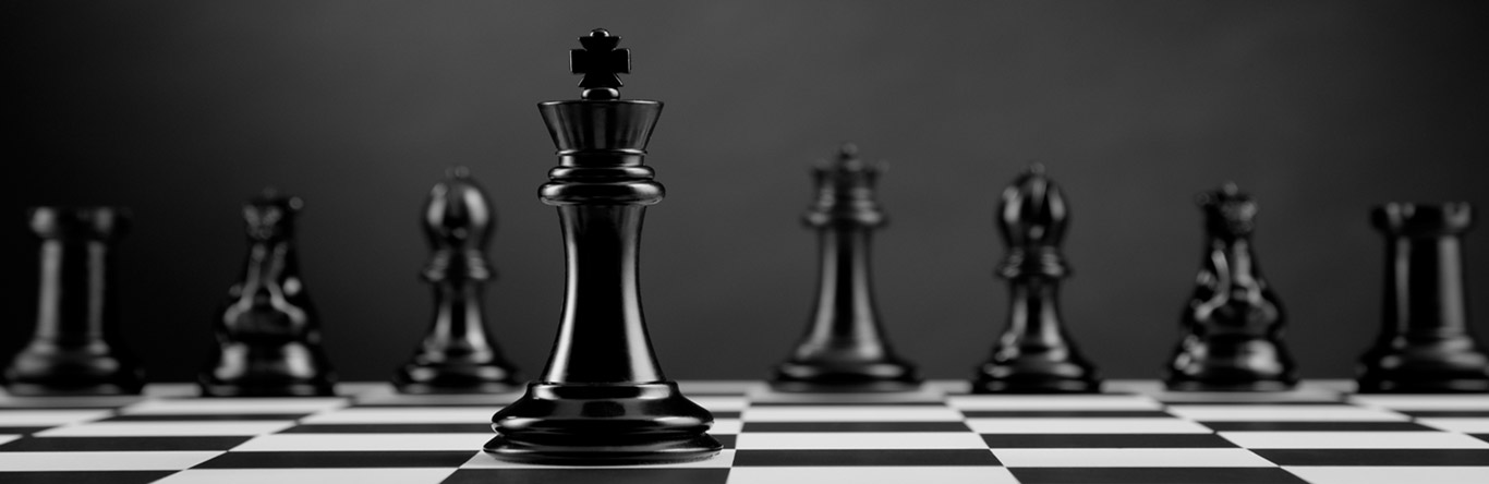 Leadership Hero chess pieces on chess board